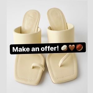 ZARA Heeled Leather Sandals With Padded Strap